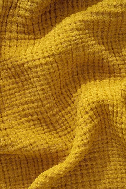 Muslin Blanket - Pure 100% Turkish Cotton Airy Soft Light Versatile Gauze Throw Blanket for Bed, Couch, Sofa (Mustard Yellow, Queen XL Size (95" x 95" inch))