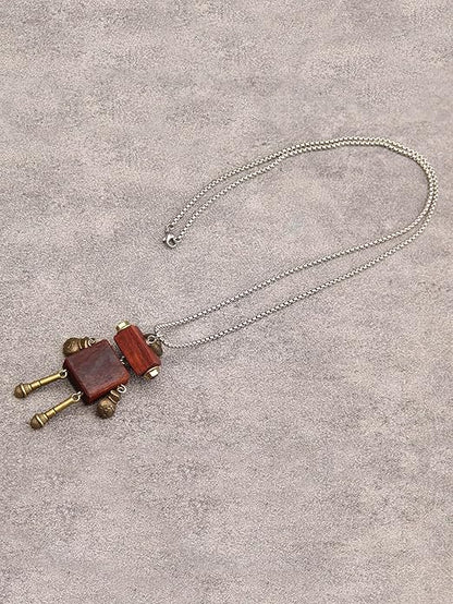 Leather Necklace for Women Boho Choker Necklace Long Cord Leather Pendant Bohemian Neckalce Vintage Alloy Pendant Leather Rope Necklace Wooden Necklaces for Women