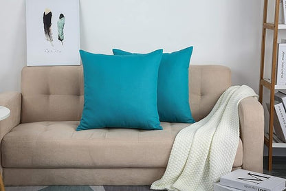 TangDepot Handmade Decorative Solid 100% Cotton Canvas Throw Pillow Covers/Pillow Shams, (28"x28", Blue Ashes), 1 Count (Pack of 1)