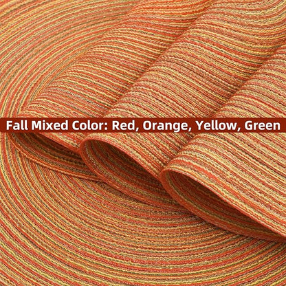 SHACOS Round Placemats Set of 4 Woven Braided Place Mats Table Placemats 15 inch Circle Place Mats Easy to Clean Table Mats Indoor Outdoor, Fall Color Mix