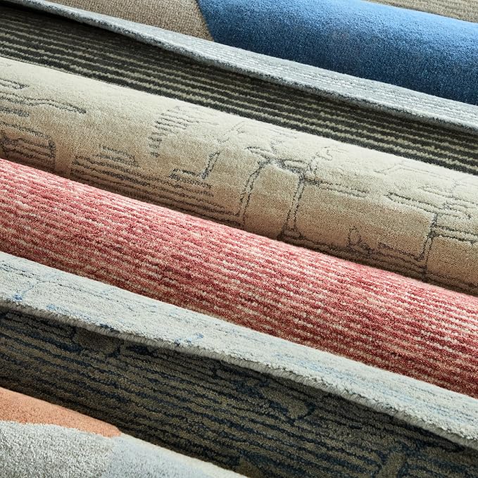 TOWN & COUNTRY LUXE Remi Abstract Line Art Handcrafted 100% Wool Area Rug, Grey/Blue, 6"x9"