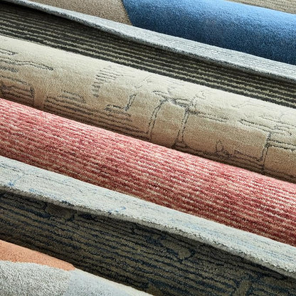 TOWN & COUNTRY LUXE Remi Abstract Line Art Handcrafted 100% Wool Area Rug, Grey/Blue, 5'x7'