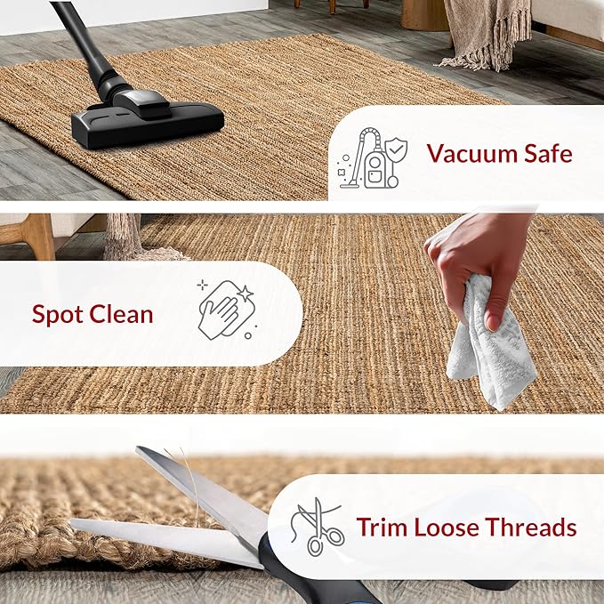 Nuloom Ashli Hand Woven, Natural, 9'6" x 13'6", Farmhouse, Jute, Soft and Textured, High Traffic, Stain Resistant, Easy Clean, Durable Area Rug for Bedroom, Living Room, Dining, Den, Foyer, Entryway