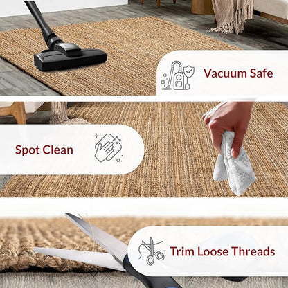 Nuloom Ashli Hand Woven, Natural, 9'6" x 13'6", Farmhouse, Jute, Soft and Textured, High Traffic, Stain Resistant, Easy Clean, Durable Area Rug for Bedroom, Living Room, Dining, Den, Foyer, Entryway