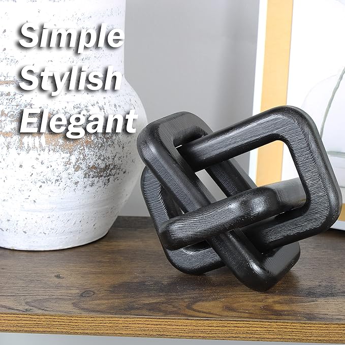 Wood Knot Home Decorations - Handmade Wood Chain Link Decor for Living Room, Farmhouse, Entry, Shelf, Coffee Table