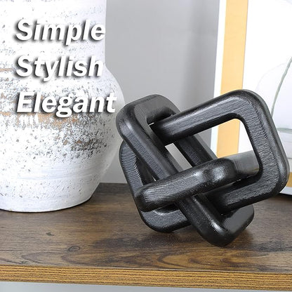 Wood Knot Home Decorations - Handmade Wood Chain Link Decor for Living Room, Farmhouse, Entry, Shelf, Coffee Table