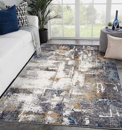 LUXE WEAVERS Hampstead Abstract Collection Gray 5x7 Area Rug 49