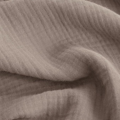 FOSSA Muslin Blanket with Fringe - 4-Layer 100% Cotton Gauze Super Soft & Breathable Throw -Lightweight Decorative Cooling Blanket for Bed, Sofa, Office (Pale Brown, Super King (108" × 98"))