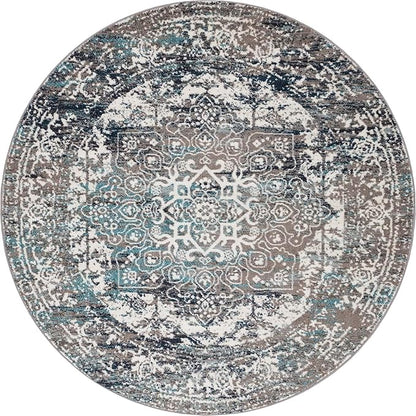 Rugs.com Arlington Collection Rug – 8 Ft Round Grey Medium-Pile Rug Perfect for Kitchens, Dining Rooms