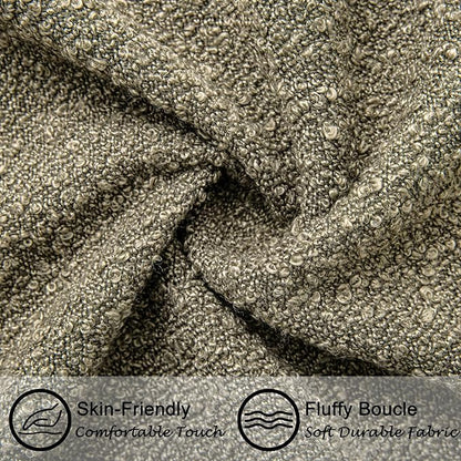 20"x20" Moss Green Boucle Throw Pillow Covers with Faux Leather Accents Set of 2 Fluffy Textured Decorative Pillow Cases for Couch Bed Boho Farmhouse Square Cushion Covers for Nordic Home