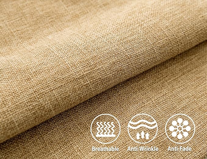 Stellhome Burlap Throw Pillow Covers Solid Farmhouse Linen Pillowcase for Bed Couch Sofa Bench, Set of 2, 24 x 24 inch (60 x 60 cm), Natural Linen