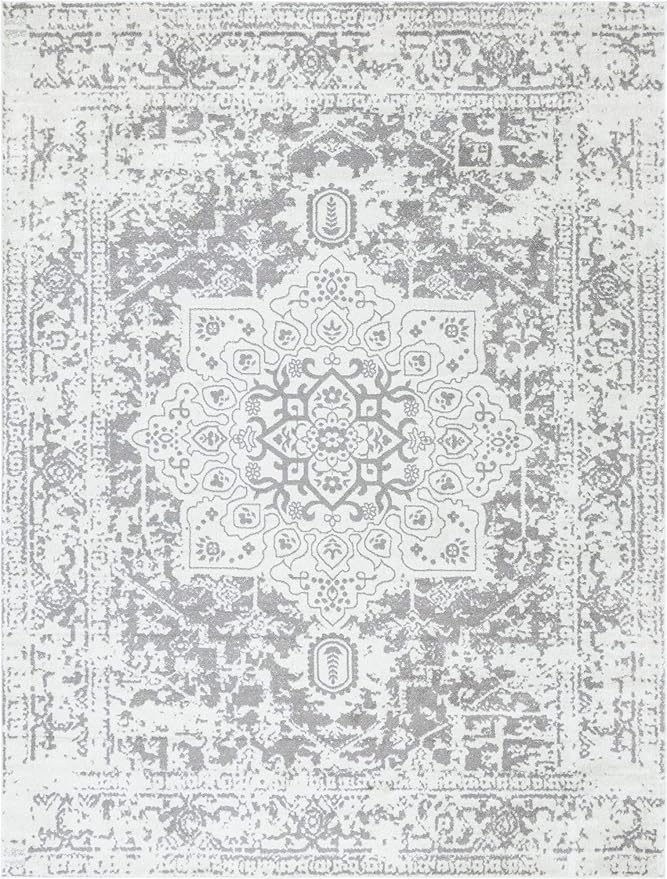 Rugs.com Arlington Collection Rug – 10' x 13' White Medium-Pile Rug Perfect for Living Rooms, Large Dining Rooms, Open Floorplans