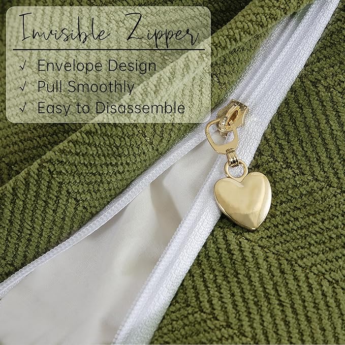 ZWJD Olive Green Pillow Covers 16x16 Set of 2 Chenille Throw Pillow Covers with Elegant Design Soft and Luxurious Decorative Throw Pillows for Couch, Bed, and Home Decor