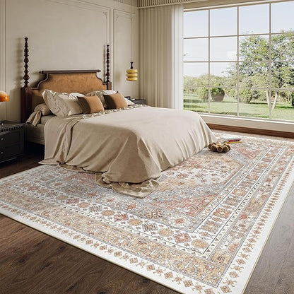 zesthome 10x12 Area Rugs,Stain Resistant Washable Rug,Ultra-Thin Rugs for Living Room,Bedroom,Non-Slip Backing Home Decor Large Area Rug (Orange,10'x12')