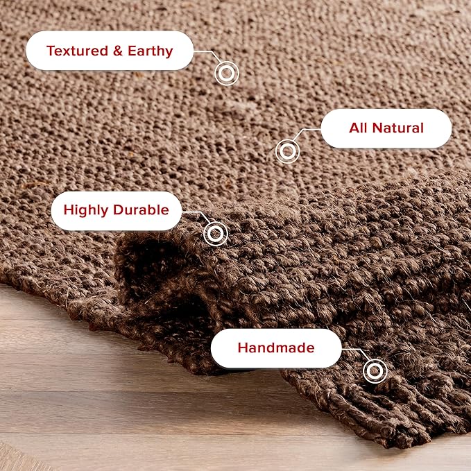 Nuloom Daniela Chocolate, 5' x 7'6", Handmade, Jute, Tassel, Soft and Textured, High Traffic, Stain Resistant, Easy Clean, Durable Area Rug for Bedroom, Living Room, Dining Space, Foyer, Entryway