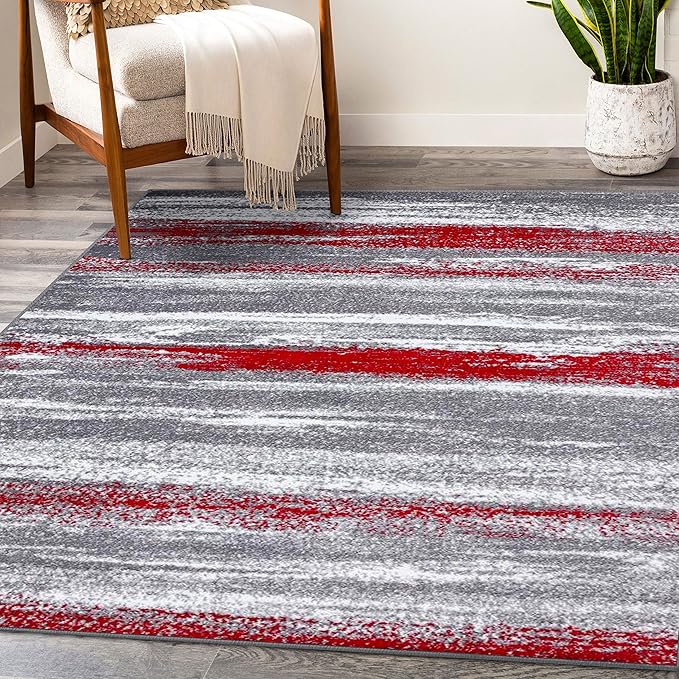 LUXE WEAVERS Modern Abstract Red 5x7 Area Rug