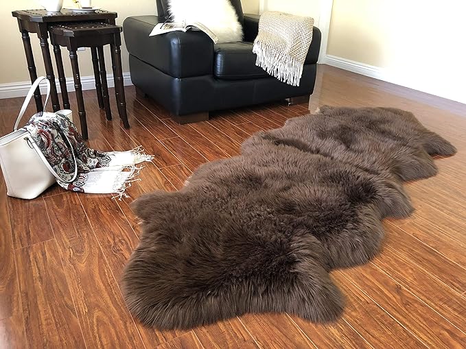 Free Shape Luxury Soft Fluffy Shag Area Rug Double 2'x6', 60x180cm - Vegan Fur Ultra Soft Indoor Carpet Nursery Rugs for Bedroom Home Decor, Brown