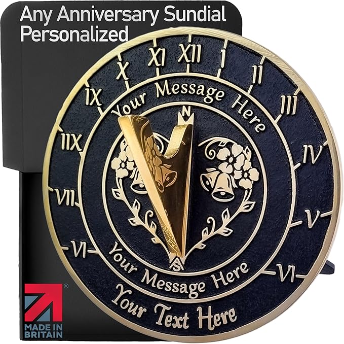 The Metal Foundry Personalized Sundial ‘What Love is’ - Heavy Duty Recycled Brass Home Decor Or Garden Present Idea Made in The UK for Parents, Grandparents, Friends, Couples