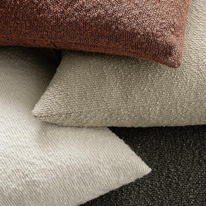 Throw Pillow Covers 18 x 18 Inch Set of 2, Beige Decorative Accent Solid Boucle Textured Pillow Cover, Cozy Neutral Cushion Pillow Cases for Living Room, Sofa, Chair, Bedroom, Home Decor
