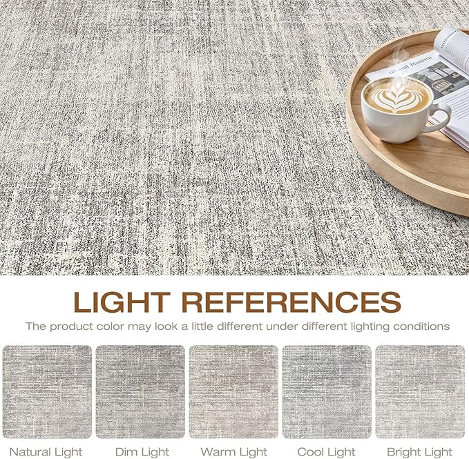 10x14 Area Rugs Living Room: Washable Large Neutral Rug Abstract Soft Modern Stain Resistant Indoor Floor Non-Slip Carpet for Bedroom Nursery Kids Office Playroom Dining Room Under Table- Brown Gray