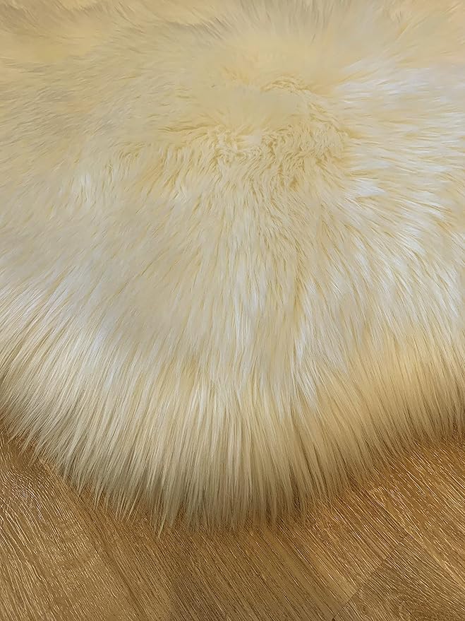 LAMBZY Faux Sheepskin Super Soft Hypoallergenic Silky Shag Rug for Living Room, Kids Room, Sofa (Double 2'x6', Cream)
