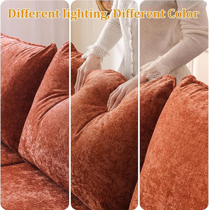104'' Modular Sectional Sofa with Seats Storage, 3 Seater Sofa Couch with Deep Seat,Oversized Comfy Couch for Living Room,Bedroom,2 Throw Pillow,Chenille,Orange