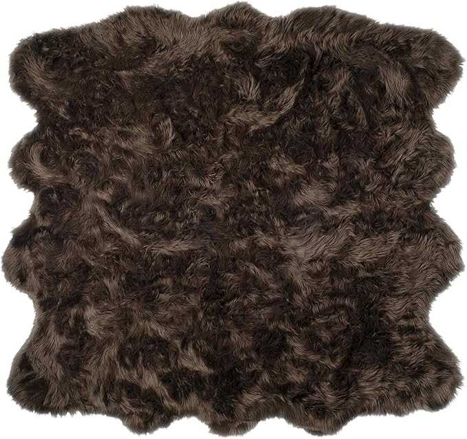 Luxe Gordon Faux Fur Rug with Soft and Fluffy Pile | Machine Washable Living Room Rug with Anti-Slip Backing | Cruelty-Free Area Rugs for Office or Bedroom, Chocolate, 6 ft x 6 ft