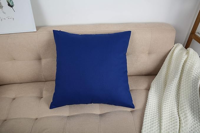 TangDepot Handmade Decorative Solid 100% Cotton Canvas Throw Pillow Covers/Cushion Covers, 45 Colors Available - (16" x16" , Royal Blue, 2 Count (Pack of 1))