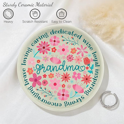 JoycuFF Grandma Gifts for Birthday Christmas Mother's Day Jewelry Dish Tray Grandmother Birthday Gifts from Granddaughter Grandson