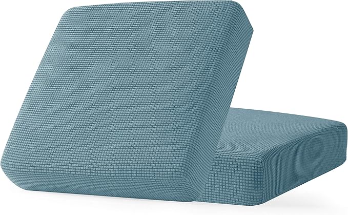 CHUN YI 2Piece Stretch Couch Cushion Covers, Sofa Seat Slipcovers for Pets, Suitable for Armchair Loveseat Sofa with Spandex Jacquard Washable Fabric (2Piece,Smoky Blue)