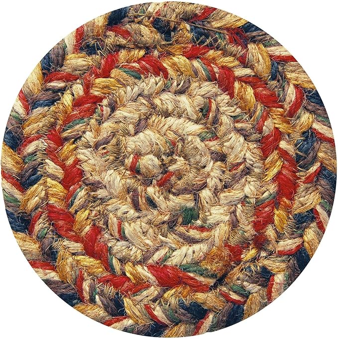 Homespice Kingston Jute Braided Coasters 4", Warm Country Decor, Set of 6, Multicolor - Durable, Absorbs Moisture, Easy to Clean and Protects Furniture