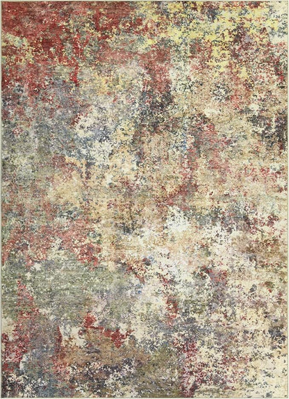 Washable Area Rug for Living Room: 10X14 Modern Abstract Neutral Soft Rug for Bedroom Dining Room No Slip Low Pile Carpet for Nursery Home Office - Red/Ivory