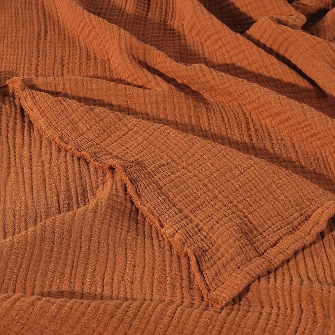 Muslin Blanket - Pure 100% Turkish Cotton Airy Soft Light Versatile Gauze Throw Blanket for Bed, Couch, Sofa (Cinnamon Brown, Throw Size (50" x 66" inch))