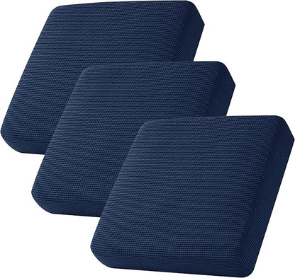 CHUN YI 3PC Stretch Couch Cushion Covers, Individual Sofa Seat Slipcovers Suitable for Armchair Loveseat Sofa with Spandex Jacquard Fabric(3pc,Navy)