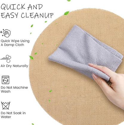 Kochorie 50 Pieces Burlap Placemats 11.8 Inch Round Reusable Brown Table Mats Natural Jute Fibers Placemats Bulk Circle Rustic Table Decorations for Dining Wedding Holiday Farmhouse Supplies