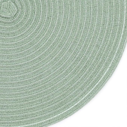 SHACOS Round Placemats Set of 4 Woven Braided Table Placemats 15 inch Cotton Polyester Place Mats Washable Table Mats Indoor Outdoor, Sage Green