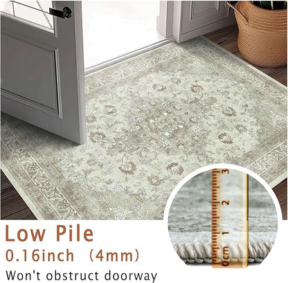vivorug 8x10 Area Rugs for Living Room, Non-Slip Backing Washable Rug 8x10, Sage Green Large Area Rug Soft Carpet for Bedroom Dining Room, Vintage, Easy Clean, Durable, Low Pile Rug Under Table