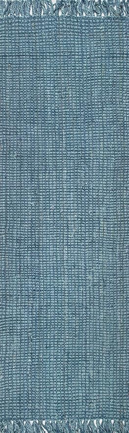 Nuloom Daniela Blue, 2'6" x 8', Handmade, Jute, Tassel, Soft and Textured, High Traffic, Stain Resistant, Easy Clean, Durable Runner for Bedroom, Living Room, Dining Space, Foyer, Entryway