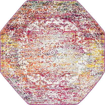 Rugs.com Arlington Collection Rug – 5 Ft Octagon Multi Medium-Pile Rug Perfect for Living Rooms, Kitchens, Entryways
