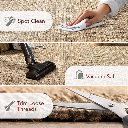 Nuloom Daniela Natural, 4' Square, Handmade, Jute, Tassel, Soft and Textured, High Traffic, Stain Resistant, Easy Clean, Durable Area Rug for Bedroom, Living Room, Dining Space, Foyer, Entryway
