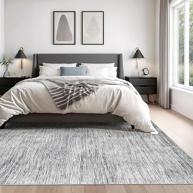Valenrug Washable Rugs 5x7 - Non Slip 5x7 Area Rugs for Living Room, Stain Resistant Area Rugs for Bedroom, Foldable Machine Washable Area Rug(5'x7', Black)