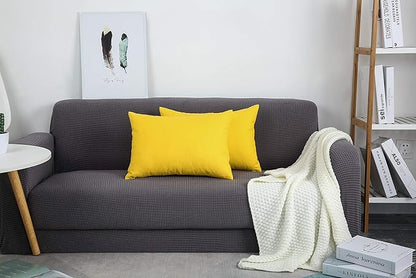 TangDepot Handmade Decorative Solid 100% Cotton Canvas Throw Pillow Covers/Pillow Shams, (12"x20", Yellow)