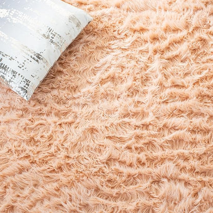 SAFAVIEH Faux Sheep Skin Collection 2' x 3' Light Pink FSS235U Silken Glam 2.35-inch Thick Accent Rug