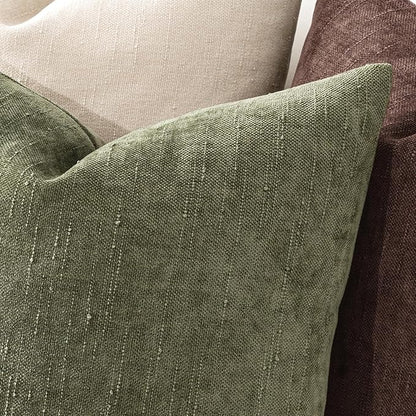 MIULEE Pack of 2 Decorative Throw Pillow Covers Soft Chenille Christmas Throw Pillows Solid Textured Cushion Covers for Spring Couch Sofa Bedroom Living Room 20x20 Inch, Olive Green
