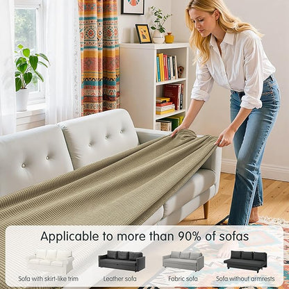 Hokway Couch Cushion Covers Stretch Cushion Covers Sofa Seat Cushion Slipcover Cushion Protector(Sand, Large)
