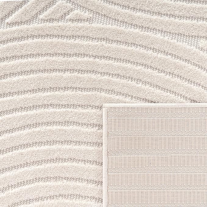 Paco Home Modern Area Rug with Raised Curved Line Pattern – Minimalist Design in Cream, Size: 4' x 5'7"