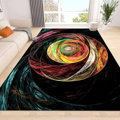Ultra Soft Living Room Area Rug Non-Slip Washable Foldable Stain Resistant Rug Modern Abstract Art Rug Black Hole Colorful Lines Swirl Indoor Dining Room Bedroom Office Carpet 6x8ft