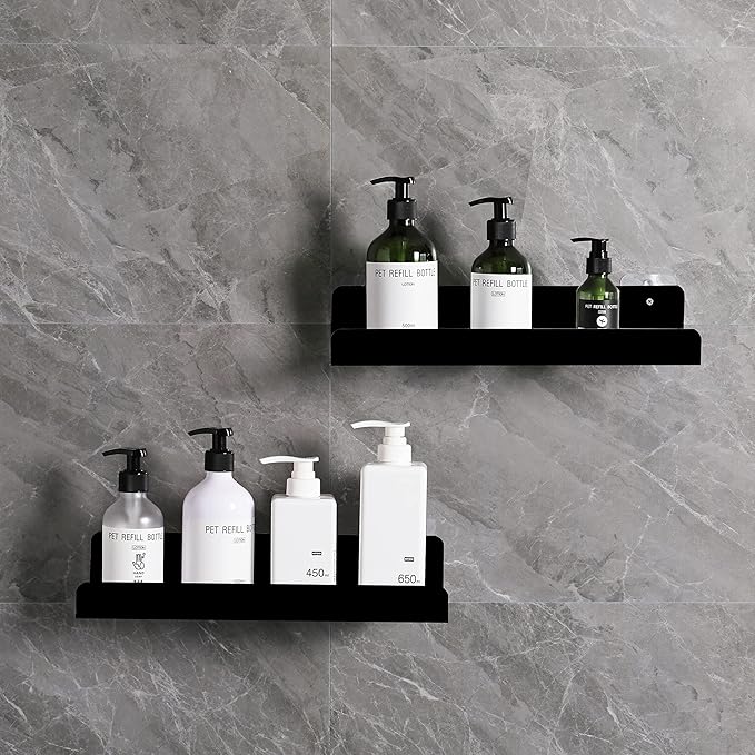 Sooyee 6 Pack Black Floating Shelves, 15 Inch Acrylic Shelves, Wall Mounted Bookshelf, Invisible Picture Ledge Display Shelves