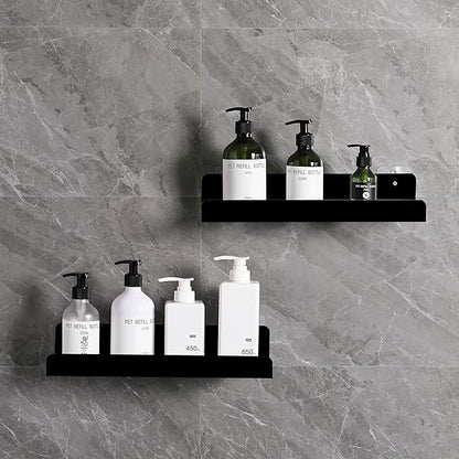 Sooyee 6 Pack Black Floating Shelves, 15 Inch Acrylic Shelves, Wall Mounted Bookshelf, Invisible Picture Ledge Display Shelves