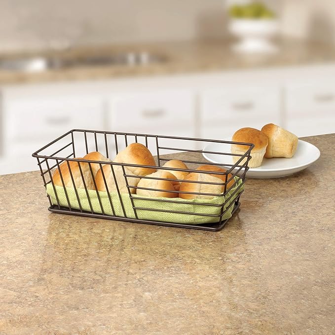 Spectrum Diversified Wright Bread Basket, Classic Kitchen Design for Breads, Roll, Muffin, Pastries & Baked Good Storage, Traditional Style Snack & Food Holder for Serving